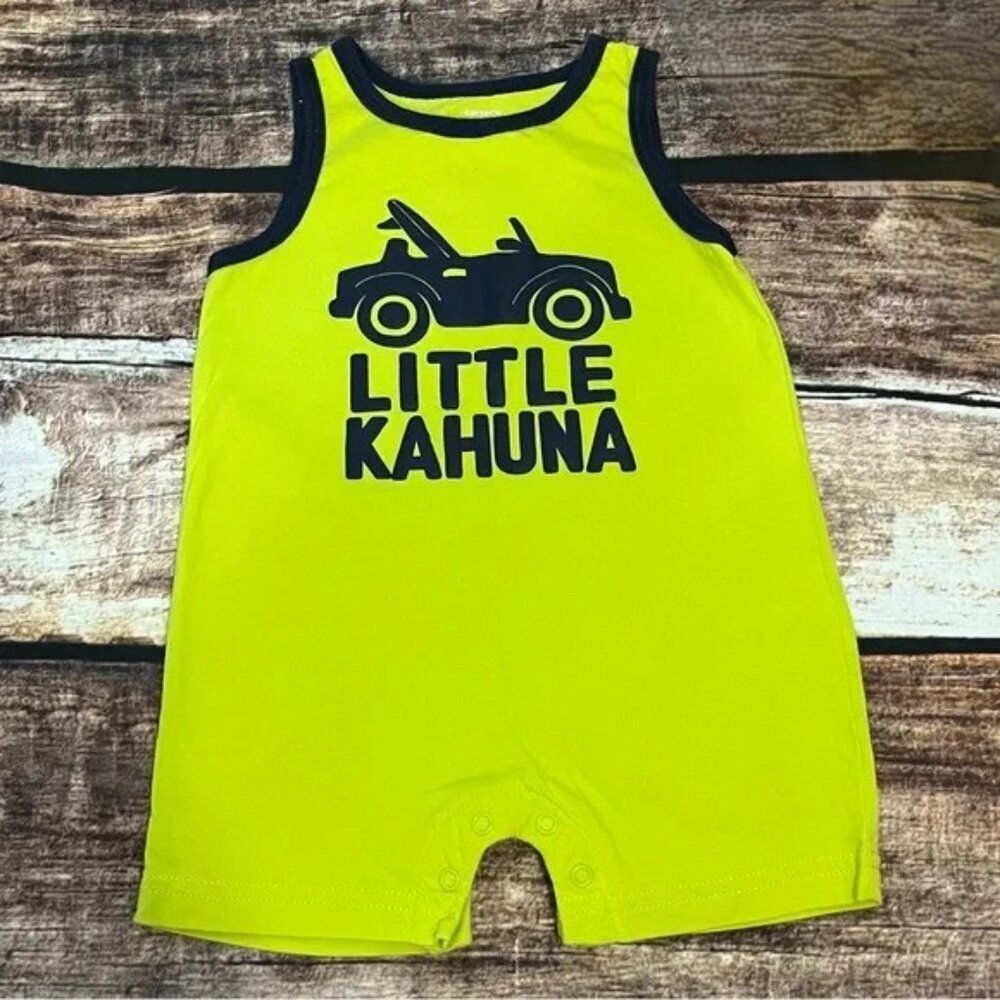 Carter's Baby Boy Sleeveless Short Romper Little Kahuna 6 Months Green/Blue NWOT
